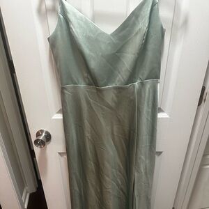 Birdy Grey Strapless Satin Dress in Sage